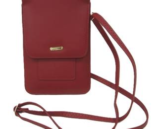 RED LEATHER PEACOCKTION CROSS BODY WALLET/PURSE