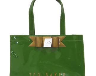 TED BAKER LONDON BAG GREEN PATENT LEATHER TOTE
