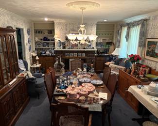 Dining Room Ethan Allen Furniture, Antique Dry Sink, Blue & White China