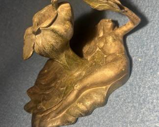 Brass Nouveau Figural Lady Candle Stick