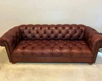 Ethan Allen Leather Chesterfield Sofa