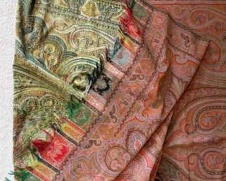 Wool Kashmirlike Paisley Textile  Needs Some Repair