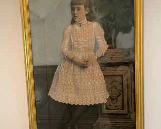 Large Antique Photograph Of Young Girl