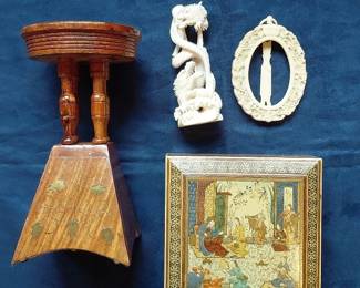 Asian Dragon Carving And Collectibles Lot