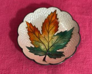 Enameled Sterling Silver Leaf Dish