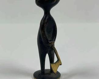 Vintage Bronze Karl Hagenauer wHw Figure Indian With Axe