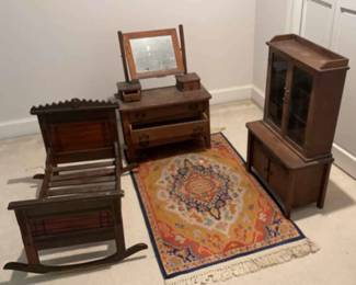 Antique Large Doll Furniture And Rug