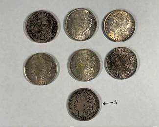 1921 Morgan Silver Dollars 7 Total, 1 S