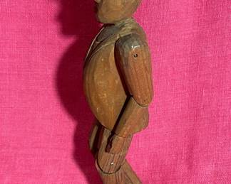 Antique Articulated Hand Carved Jig Doll With Top Hat