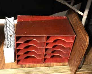 Vintage Wood Paper Organizer
