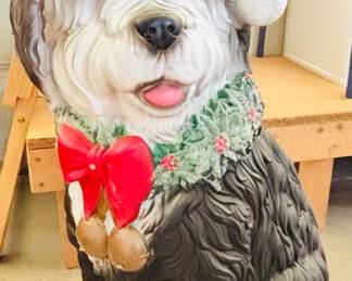 Vintage  Holiday Sheep Dog Blow Mold