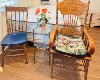 Vintage Oak Chairs - Three Tiered Table
