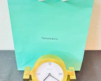 Tiffany & Co Brass Clock w/Bag