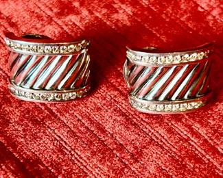 David Yurman sterling pave diamonds earrings.