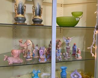 Jadeite, Fenton, Limelight, and the most beautiful hand painted nativity scene we have ever found! 
