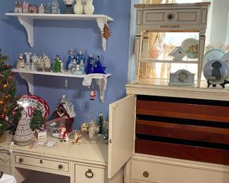 Desk, nightstand and chest.