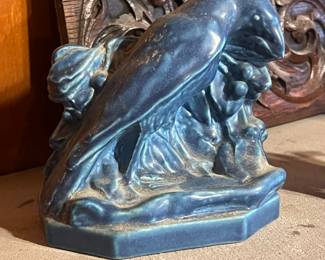 A Rockwood Pottery Rook Bookend, designed by William P. McDonald.