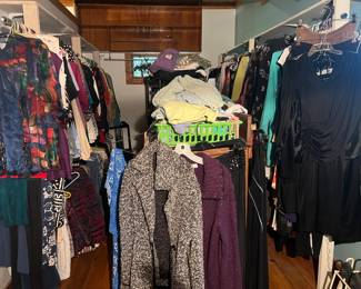A closer view of the clothes - sizes range from small to medium. 
