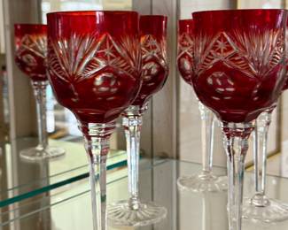 bohemian cut crystal wine  glasses