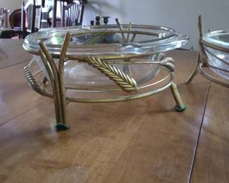 Small serving bowl with gold leaf design holder.