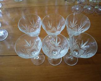 Upper view of short (6) wine glasses.