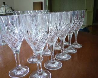 Crystal wine glasses, tall. Set of 10.