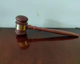 Judge gavel. Shelf decor.