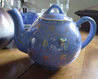 Blue with gold floral tea pot.