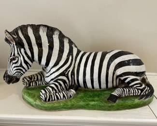 Large Italian terracotta zebra purchased from one of their many trips