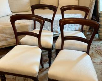 Beautiful set of four ostrich covered dining chairs