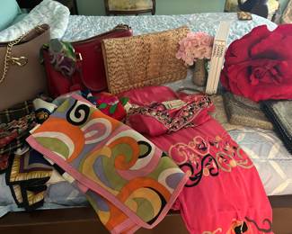 Hermes belt, Pucci clothing, Gucci, YVes St Laurent and a loaded closet of clothing and accessories Great scarf collection