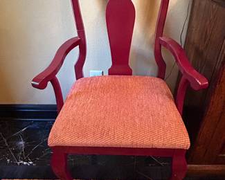 Set of Six dining chairs. Two arm and four side