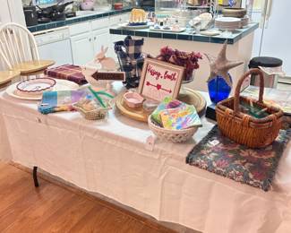 Home decor, linens, baskets, kitchen and dining
