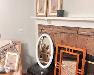 Mirrors, side chair, artwork
