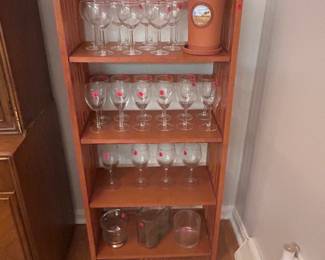 Bookshelf and glassware