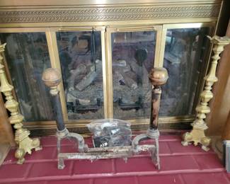 Andirons, heavy antique candlesticks