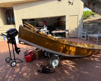 Passagemaker Dinghy Chesapeake Light Craft, Mercury 3.5 hp engine, life jackets, ores, gas cans & boat trolly