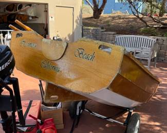 Passagemaker Dinghy Chesapeake Light Craft, Mercury 3.5 hp engine, life jackets, ores, gas cans & boat trolly