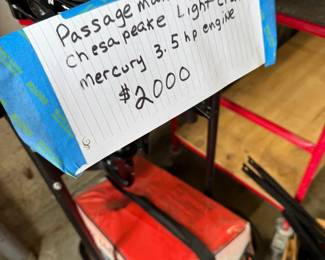 Passagemaker Dinghy Chesapeake Light Craft, Mercury 3.5 hp engine, life jackets, ores, gas cans & boat trolly