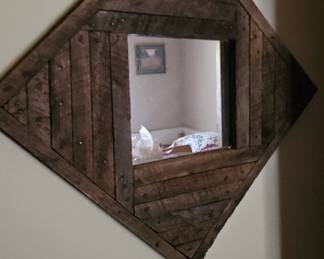 Vintage handmade wood mirror