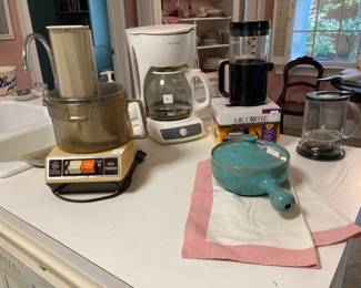 Small appliances and antique pottery
