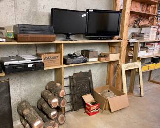 Panasonic turntable $80, Kalart custom splicer rewinder $18, Fireplace gas logs $48-62, tv, monitor, various magazines including vintage National Geographic, Popular Science, Popular Mechanics