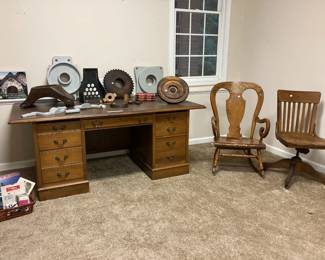 Glover Machine Works executive desk $350 with wooden patterns