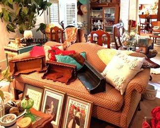 Upholstered couch, art.
