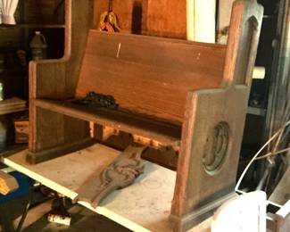 Unfinished church bench.  Solid oak.