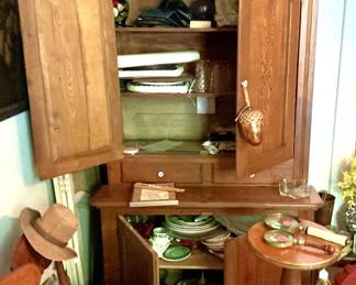 Antique Oak step-back cabinet.