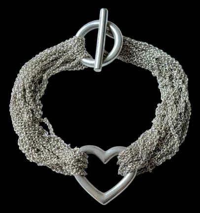  001 Tiffany Co. 925 Sterling Silver Open Heart Bracelet 34.8g