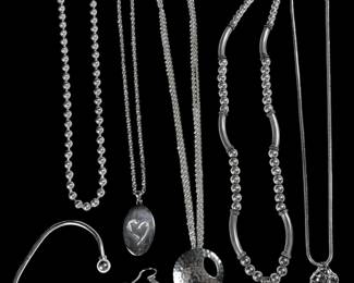 Sterling Silver Jewelry with Star, Heart, Circle Pendants 117g