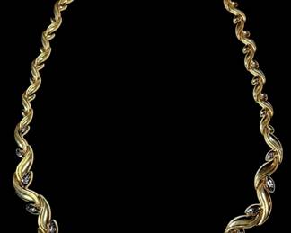  009 14k Yellow Gold Necklace with Leaf Design 17.6g