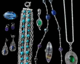 Sterling Silver Gemstone Jewelry in Blue, Green, Purple